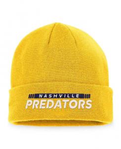 Мужская золотая трикотажная шапка Nashville Predators Authentic Pro Rink с манжетами Fanatics