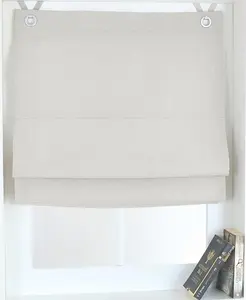 Римская штора / рулонная штора с люверсами, затемнение, затемнение, не требует сверления, белый/серый, 80 х 130 см Kutti