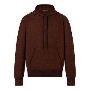 Толстовка men's fw21 solid color drawstring hooded long sleeves pullover brown Louis Vuitton, коричневый