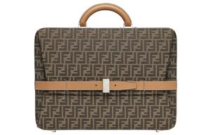 FENDI Сумка-чемодан мужская fabric with leather коричневая