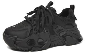 Массивные кроссовки женские черные CAMEIDO, утепленные черным флисом