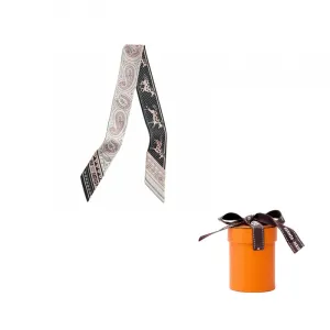 HERMES Шелковый шарф Unisex Black/White/Gray Rose