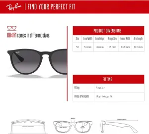 Солнцезащитные очки Ray-Ban RB4171 ERIKA круглой формы для женщин + комплект с аксессуарами, Rubber Black/Light Grey Gradient Dark Grey