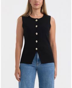 Женский свитер с круглым вырезом и пуговицами Ellen Tracy, Black