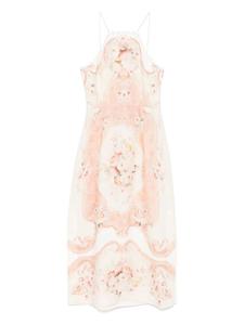 Платье миди из льна с принтом TWINSET, нейтральный