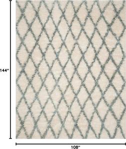 Ковер SAFAVIEH, 275 x 366 см, Kenya Collection, Ivory & Blue, ручной работы марокканский узор из шерсти, идеально для помещений с высокой проходимостью в гостиной, спальне (KNY712A)