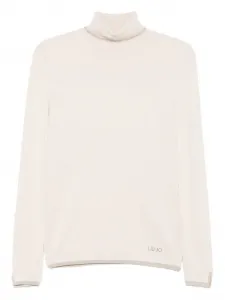 Джемпер с высоким воротником и эффектом металлик Liu Jo, белый