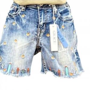 Женские джинсовые шорты с вышивкой «Кактус» Grace In La, Cactus Embroidery