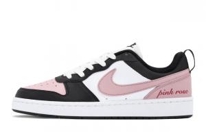 Nike Детские низкие скейтбордистские кроссовки Court Borough Violent Girlish, противоскользящие и износостойкие, черные с розовым подкладкой