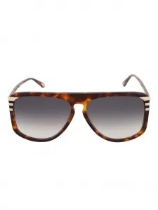 Солнцезащитные очки в геометрической оправе черепахового цвета CHLOÉ, коричневый