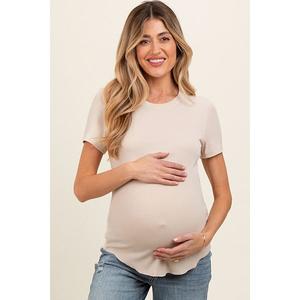 Беременная футболка с коротким рукавом и рифленым краем Pinkblush, Cream