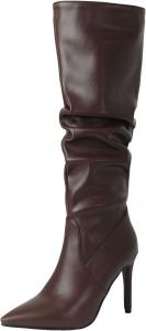 Женские высокие ботинки IWIHMIV до колена с заостренным носком, высоким каблуком-стилето, длинные ботфорты, удобные с широким голенищем, мягкие и высокие ботинки, Brown