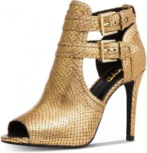 Женские сандалии-ботильоны XYD с открытым носком, двойной пряжкой, шпилькой, стильными вырезами для мероприятий и вечеринок, Metallic Gold