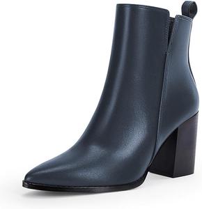 Женские ботильоны FOWT с заостренным носком, боковой молнией, на каблуке с устойчивым блоком, теплая зимняя обувь для торжественных случаев и путешествий, размер 4-16 США, Midnight Blue