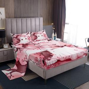 Erosebridal Комплект постельного белья с принтом привидений и ботаническими листьями, Pink White