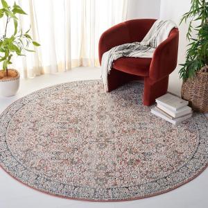 Ковер SAFAVIEH, 201 x 201 см, коллекции Vivaldi, круглый, Navy & Rust, традиционный винтажный восточный дизайн, без ворса и простой в уходе, идеален для помещений с высокой проходимостью в гостиной, спальне (VIV562N)