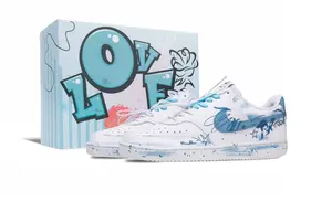 Nike Кроссовки Court Vision 1 с низким верхом, противоскользящие, износостойкие, мужские, светло-синие