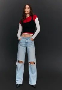 Рваные широкие штанины Bershka, Light Blue