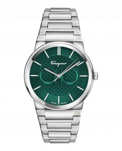 Часы Ferragamo с сапфировым браслетом Salvatore Ferragamo, цвет silver/stainless steel/green