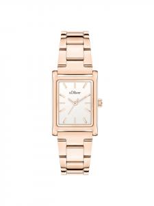 s.Oliver Наручные часы с квадратным корпусом из розового золота