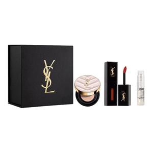 SAINT LAURENT Розовый кожаный набор для макияжа легко растушевывается натуральный 5g+416+1.2ml