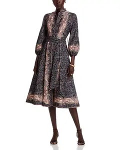 Платье миди с воротником-стойкой Nancy Yang, мультиколор