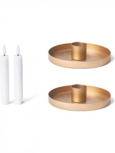 Novaliv Подсвечники Novaliv 2X для конусных свечей, круглые, металлические, диаметр 6 см, золотистые