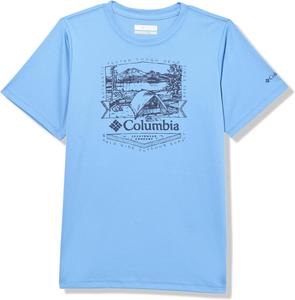 Columbia Boys' Fork Stream рубашка с коротким рукавом и принтом, Skyler/Lakeside Badge