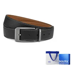 FAIRWHALE Мужской кожаный ремень из коровьей кожи шириной 3,4 см в подарочной упаковке, Black/Yellow