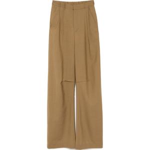 Брюки с плиссировкой MM6 Maison Margiela, коричневый