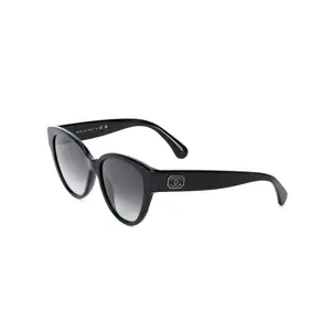 CHANEL Пластиковая оправа бабочка солнцезащитные очки Unisex Black, Black