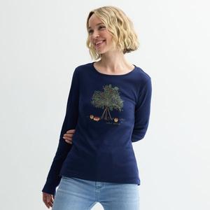 Женская футболка с длинным рукавом и мотивом урожая Croft & Barrow, цвет dark blue tree graphic