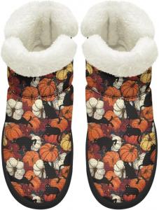 Женские удобные ортопедические зимние ботинки с поддержкой свода стопы, зимние снежные ботинки с мехом, на мягкой подошве EVA, пушистые ботинки Chririnla, Black Cat Pumpkin