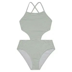 Детский цельный купальник с полосками "Сисукер" Splendid, Sage