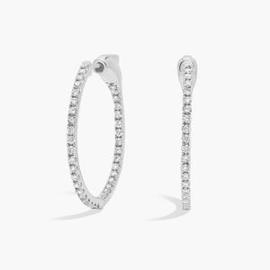 Круглые серьги-кольца Inside Out с выращенными в лаборатории бриллиантами, диаметр 3/4 дюйма, из 14-каратного белого золота (1/2 карата, два цвета - FG / VS2-SI1) Blue Nile