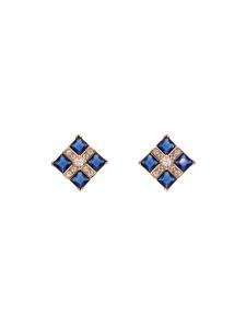 Faina Женские серьги из розового золота темно-синего цвета