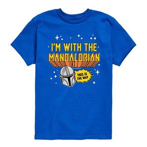 Футболка с принтом I'm with the Mandalorian для мальчиков 8-20 Star Wars, Royal Blue