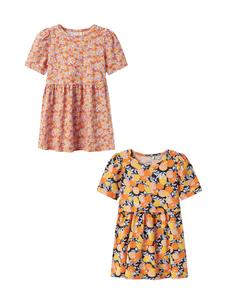 Платье name it 2er Set Midi Kurzam Rundhals, цвет blau-rosa