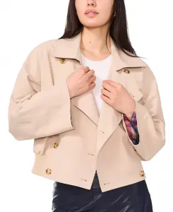 Женский укороченный тренчкот с присборенной талией 1.STATE, коричневый/бежевый