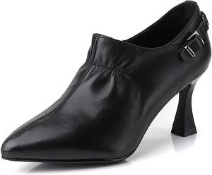 Женские туфли YDN с заостренным носком на высоком каблуке, туфли с массивным средним каблуком, ботильоны с боковой молнией, праздничные туфли для вечеринок, размер 4-15 US, Black