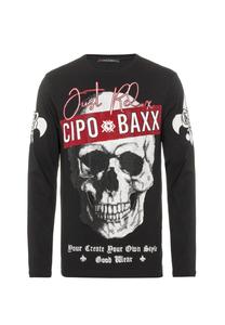 СВИТШОТ с изысканным узором из стразов CIPO & BAXX, черный