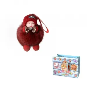 Плюшевая игрушка из натурального меха лисы подвеска высота 14см MORTEN SOLUM, красный