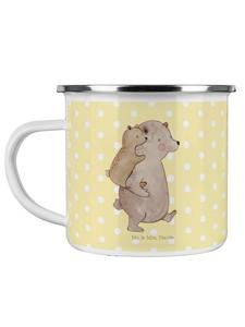 Эмалированная кружка для кемпинга Папа-медведь без слов, пастельно-желтая Mr. & Mrs. Panda