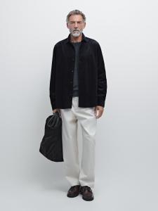 Вельветовая рубашка стандартного кроя Massimo Dutti, темно-синий