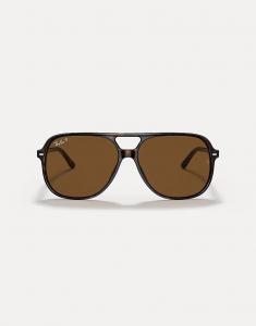 Солнцезащитные очки Bill Square с поляризованными линзами коричневого цвета в цвете «гавана» Ray-Ban