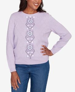 Миниатюрный свитер с вышивкой в центре Хилтон-Хед Alfred Dunner, Lilac