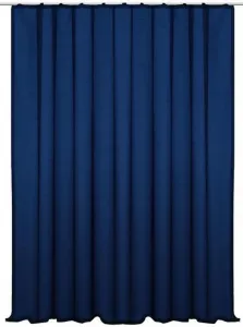 Синяя штора со сборками на тесьме, 300x245 см, полублестящий шелк, очень широкая