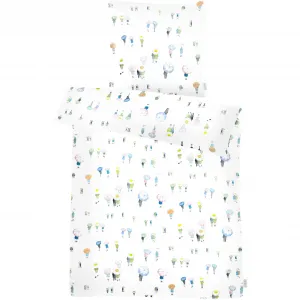 Постельное белье APELT «Nicky Gots», натуральный хлопок, легкое в уходе, белый/синий