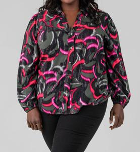 Неоновый дудл лайв рубашка плюс в зеленом мульти Nic + Zoe