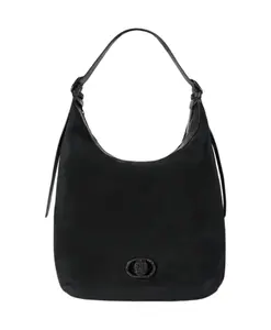 Замшевая сумка-хобо через плечо с деталью в виде головы орла. Kurt Geiger, черный